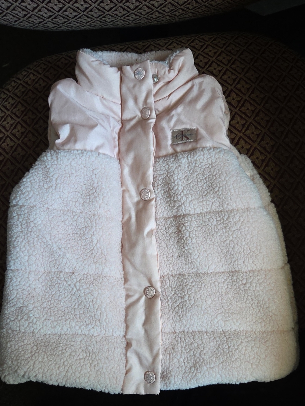 Calvin Klein Light Pink Faux Sherpa Puffer Vest